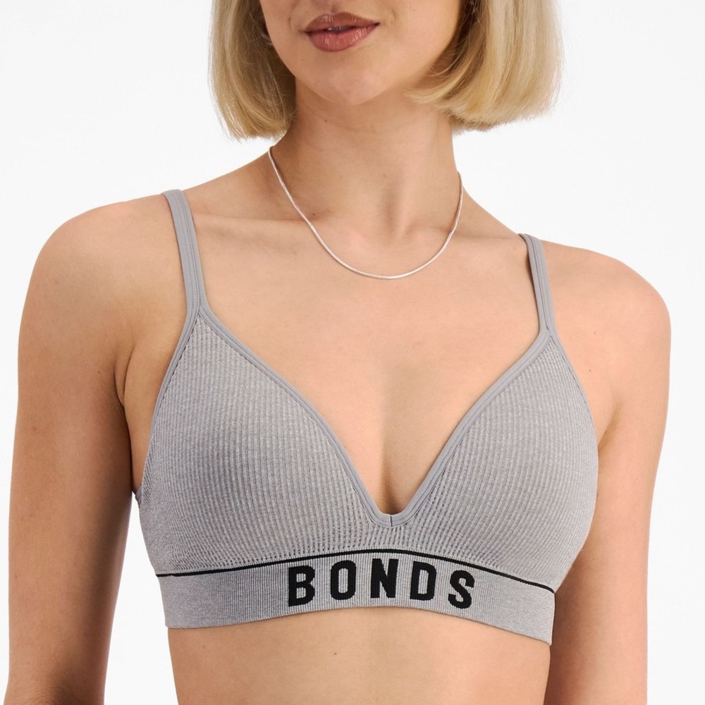 Bonds Women's Light Gray Ribbed Bralette